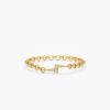 925 Sterling Silver Diamond Lightning Bolt Chain Ring