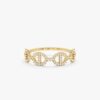 925 Sterling Silver Diamond Link Chain Ring