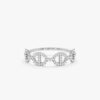 925 Sterling Silver Diamond Link Chain Ring - Image 2