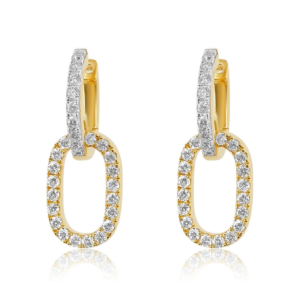925 Sterling Silver Diamond Link Hoop Earring