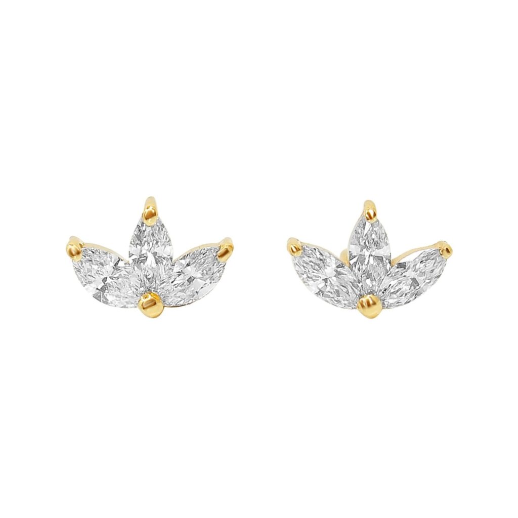 925 Sterling Silver Diamond Lotus Earring