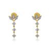 925 Sterling Silver Diamond Lotus Triple Drop Earring