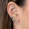 925 Sterling Silver Diamond Lotus Triple Drop Earring - Image 2