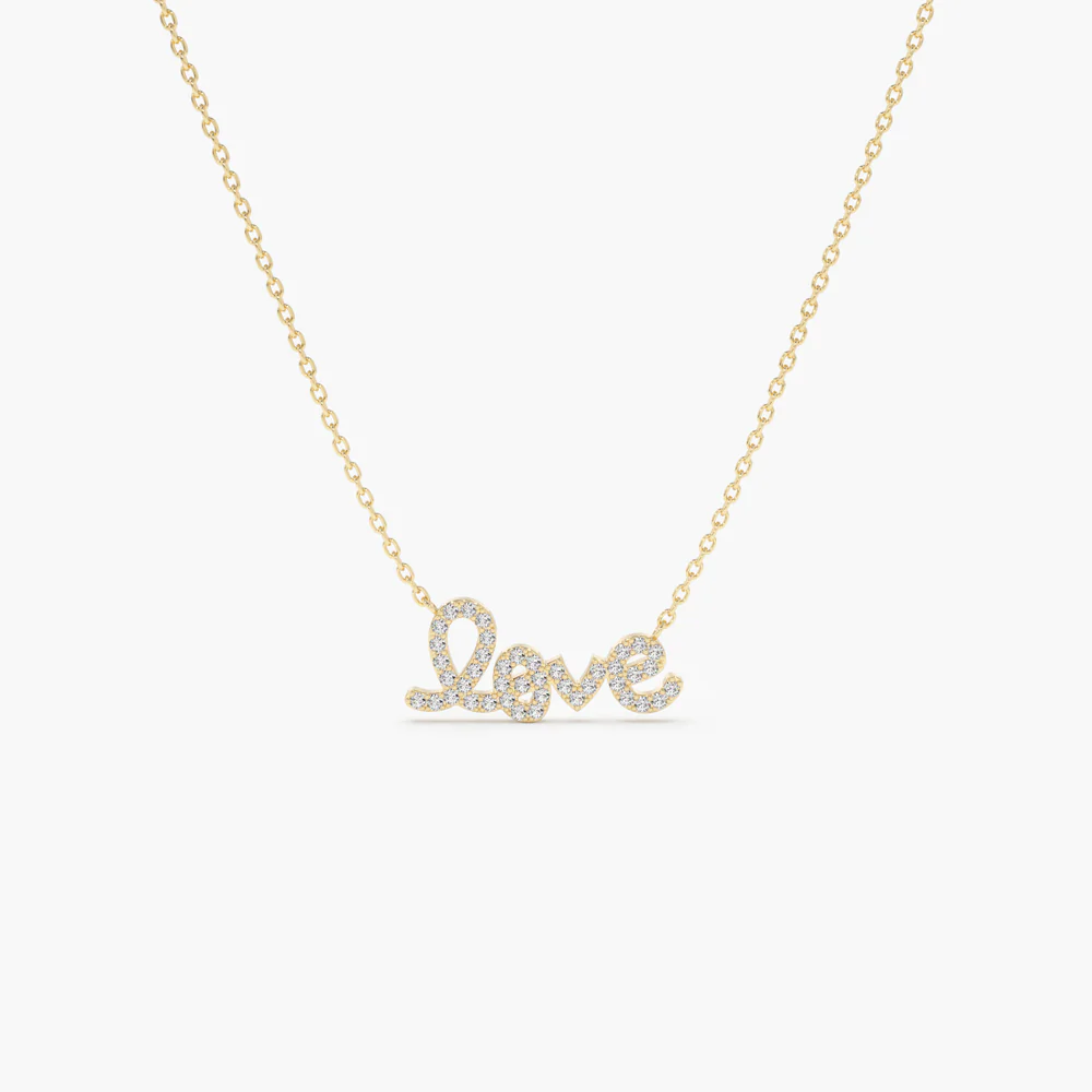 925 Sterling Silver Diamond Love Necklace