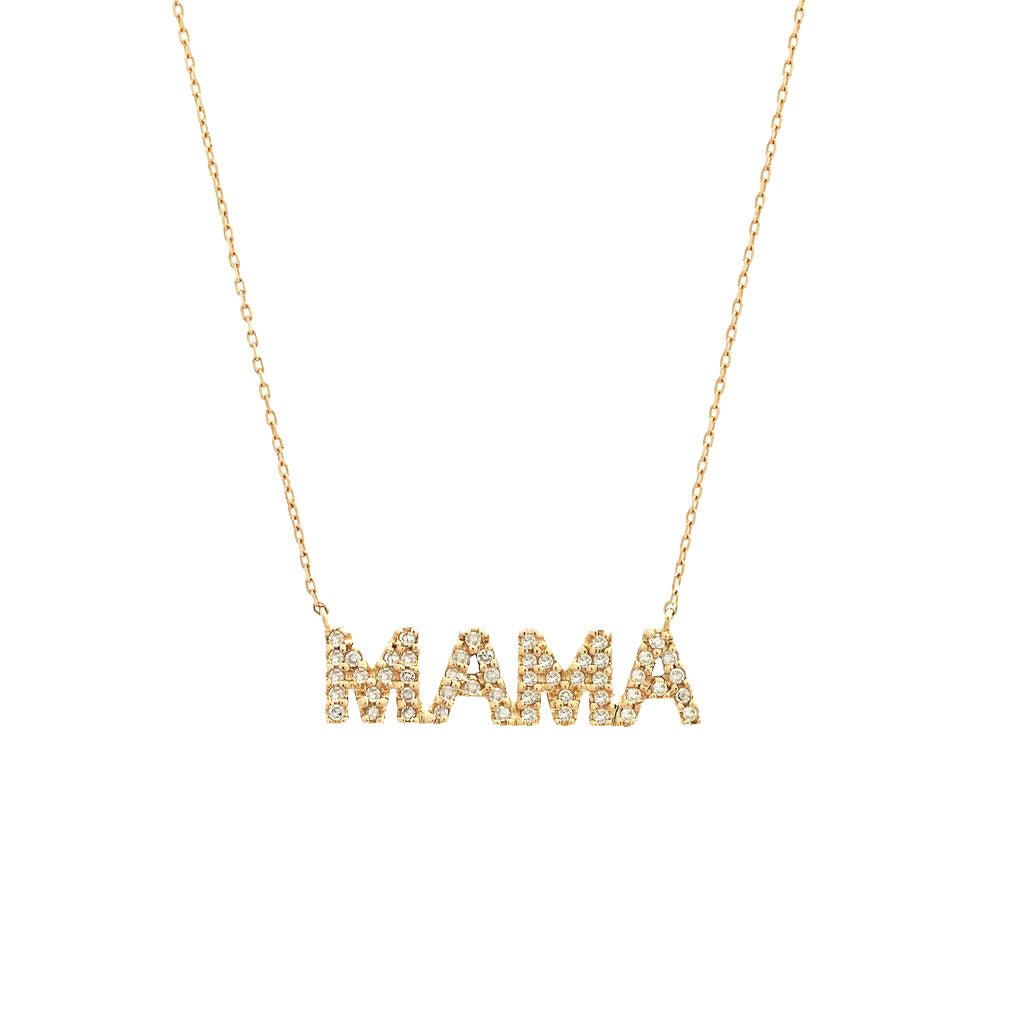 925 Sterling Silver Diamond Mama Necklace