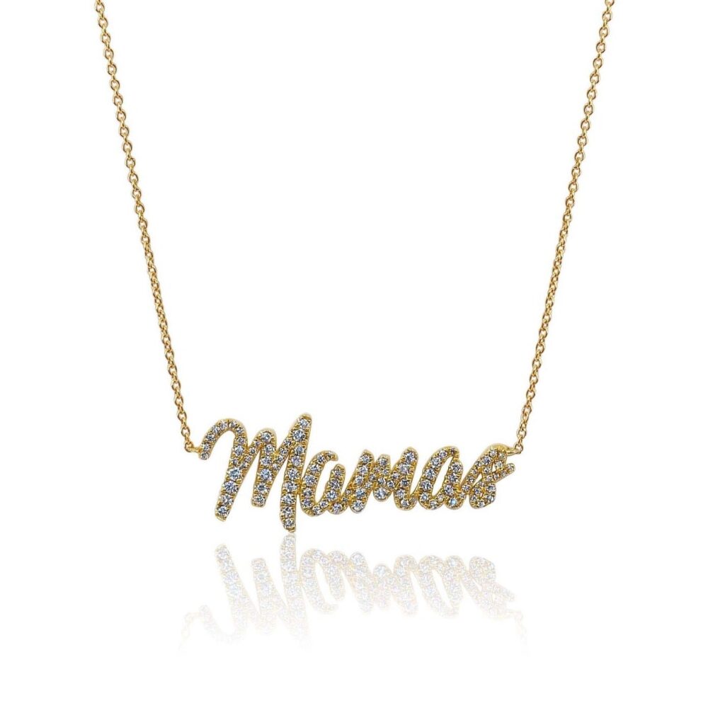 925 Sterling Silver Diamond Mamas Necklace