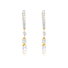 925 Sterling Silver Diamond Marquise and Double Round Drop Hoop Earring