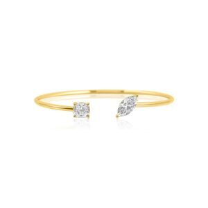 925 Sterling Silver Diamond Marquise Cushion Bangle