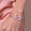 925 Sterling Silver  Diamond Marquise Cushion Bangle - Image 2