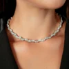 925 Sterling Silver Diamond Marquise Necklace - Image 2