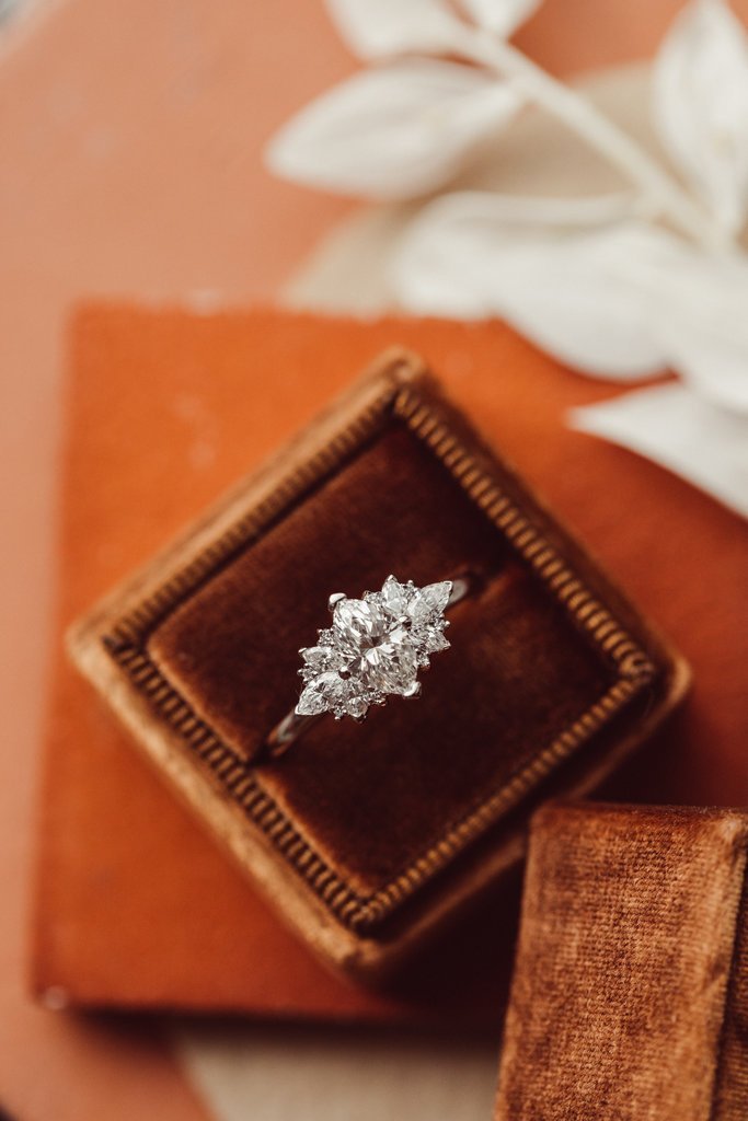 925 Sterling Silver Diamond Marquise Ring