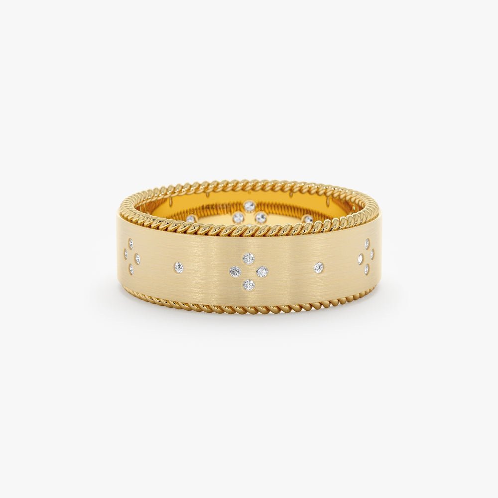 925 Sterling Silver Diamond Matte Wedding Ring