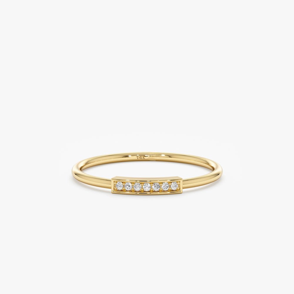 925 Sterling Silver Diamond Mini Bar Ring