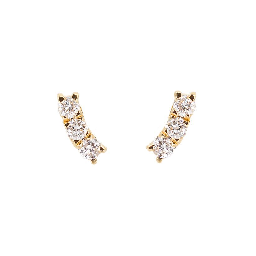 925 Sterling Silver Diamond Mini Curve Bar Earring