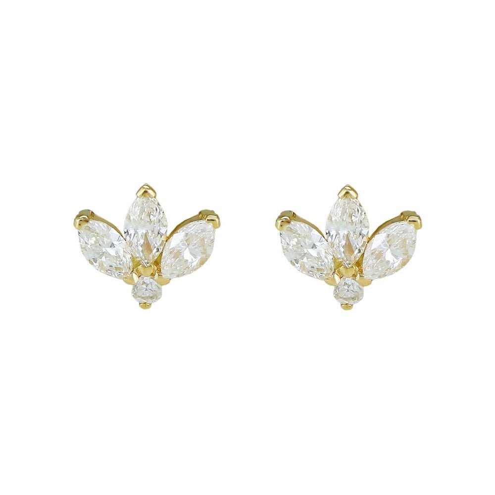 925 Sterling Silver Diamond Mini Lotus Earring