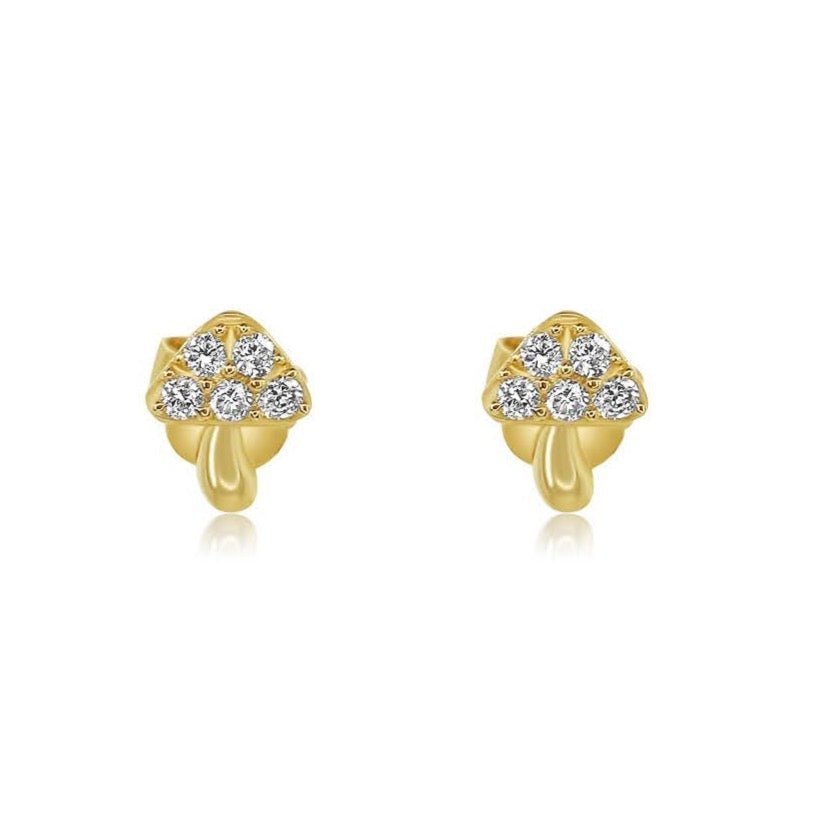 925 Sterling Silver Diamond Mini Mushroom Earring