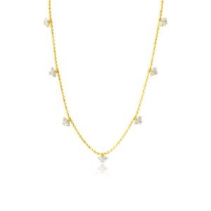 925 Sterling Silver Diamond Mini Trio Pear Drop Ball Necklace