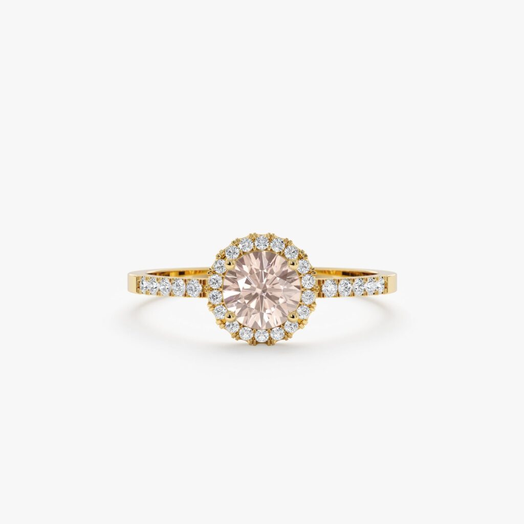 925 Sterling Silver Diamond & Morganite Engagement Ring