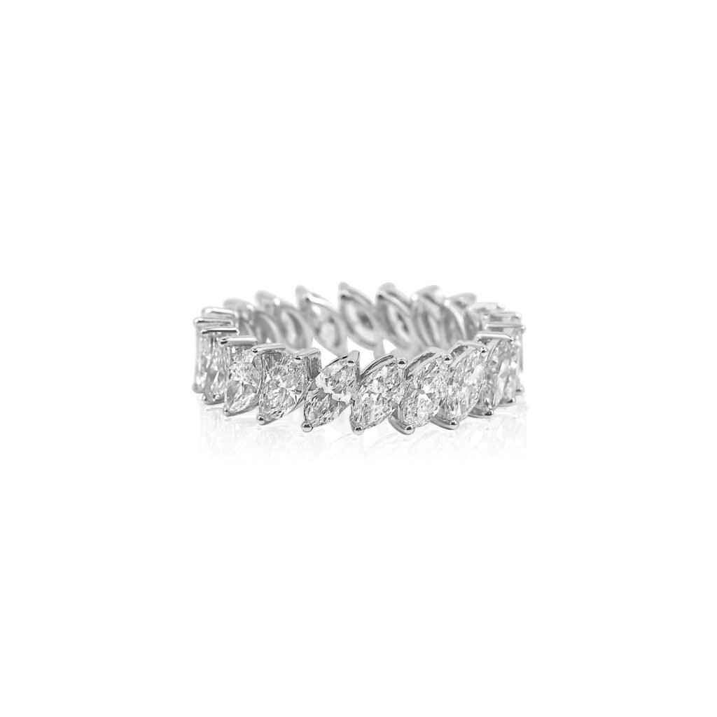 925 Sterling Silver Diamond Multi Marquise Ring