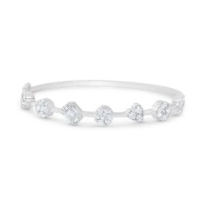 925 Sterling Silver Diamond Multi Shape Bangle