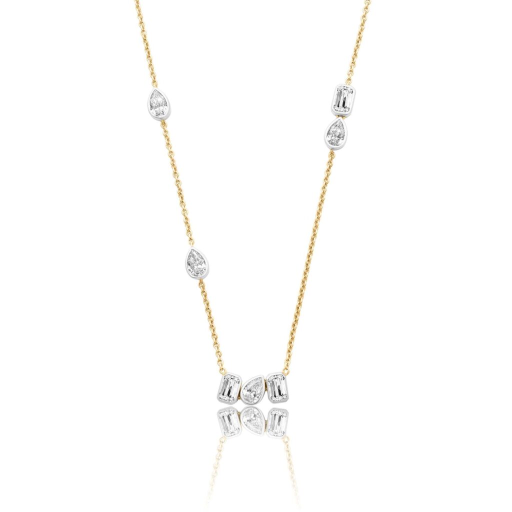 925 Sterling Silver  Diamond Multi Shape Necklace