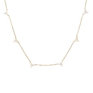 925 Sterling Silver Diamond Multi Trio Necklace