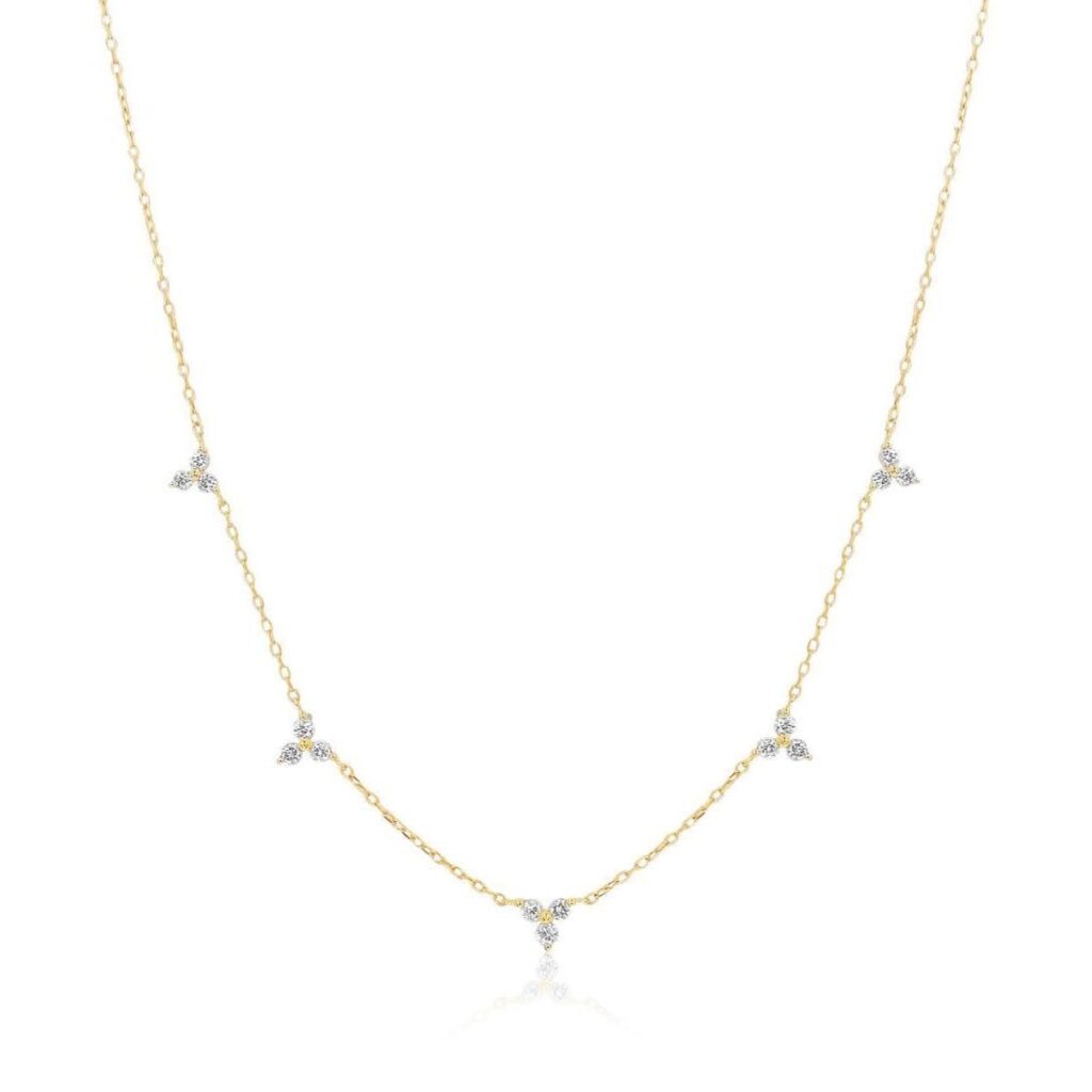 925 Sterling Silver Diamond Multi Trio Necklace