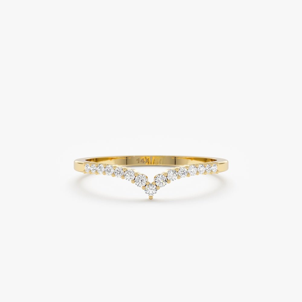 925 Sterling Silver Diamond Nesting V Ring