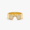 925 Sterling Silver Diamond Open Ribbed Ring