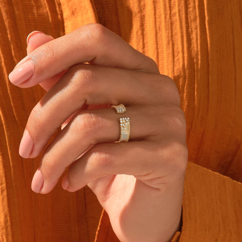 925 Sterling Silver Diamond Open Wedding Band