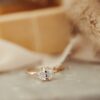 Sterling silver oval solitaire ring with east-west setting