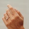 Oval CZ diamond ring with prong-set centrepiece