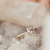 Elegant ring with oval stone and detailed pave band