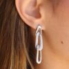 925 Sterling Silver Diamond Paperclip Drop Earring - Image 3