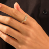 Gold-plated sterling silver ring with refined leaf detailing