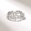 Pave leaf ring with soft, shimmering stone accents