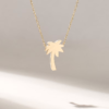 Tropical Necklace with dainty palm tree charm and slim profile