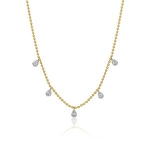 925 Sterling Silver Diamond Pear Ball Necklace