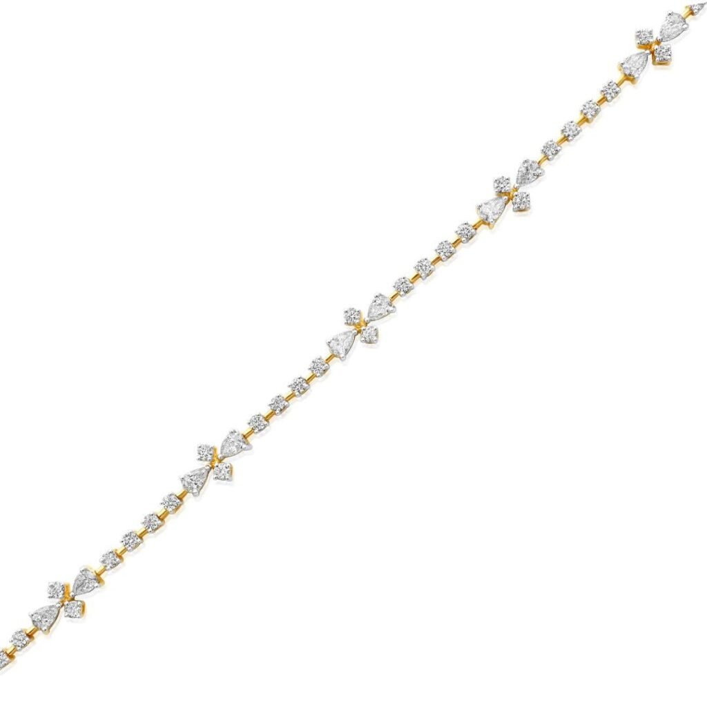 925 Sterling Silver Diamond Pear Clover Tennis Bracelet