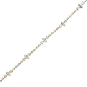 925 Sterling Silver Diamond Pear Clover Tennis Bracelet