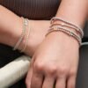 925 Sterling Silver Diamond Pear Clover Tennis Bracelet - Image 2