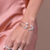 Bangle featuring Premium CZ diamond and emerald stones in pave setting