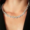 925 Sterling Silver Diamond Pear Necklace with pear-shaped design