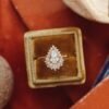 925 Sterling Silver  Diamond Pear Ring