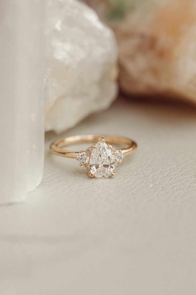 925 Sterling Silver Diamond Pear Ring