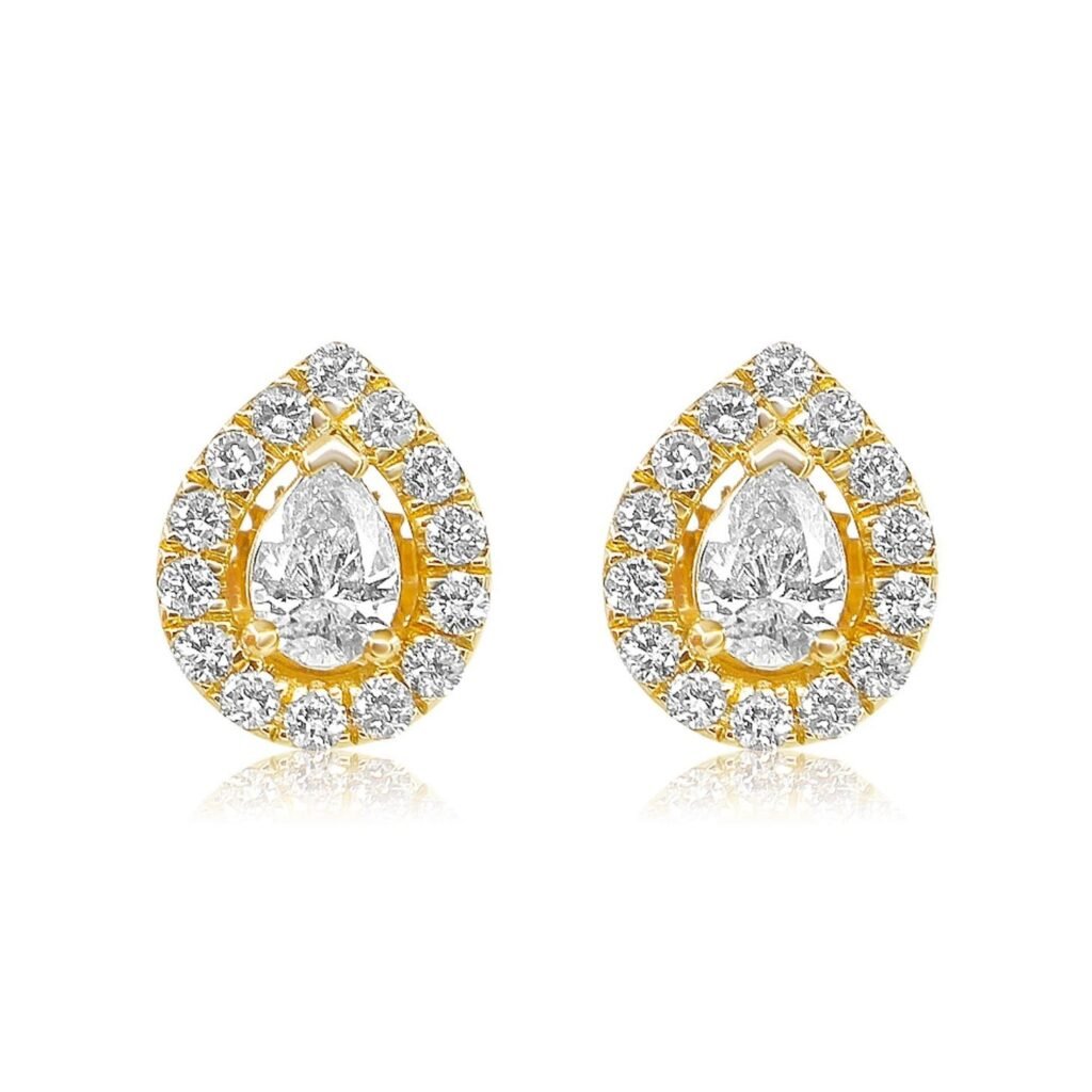 925 Sterling Silver Diamond Pear Shaped Earrings