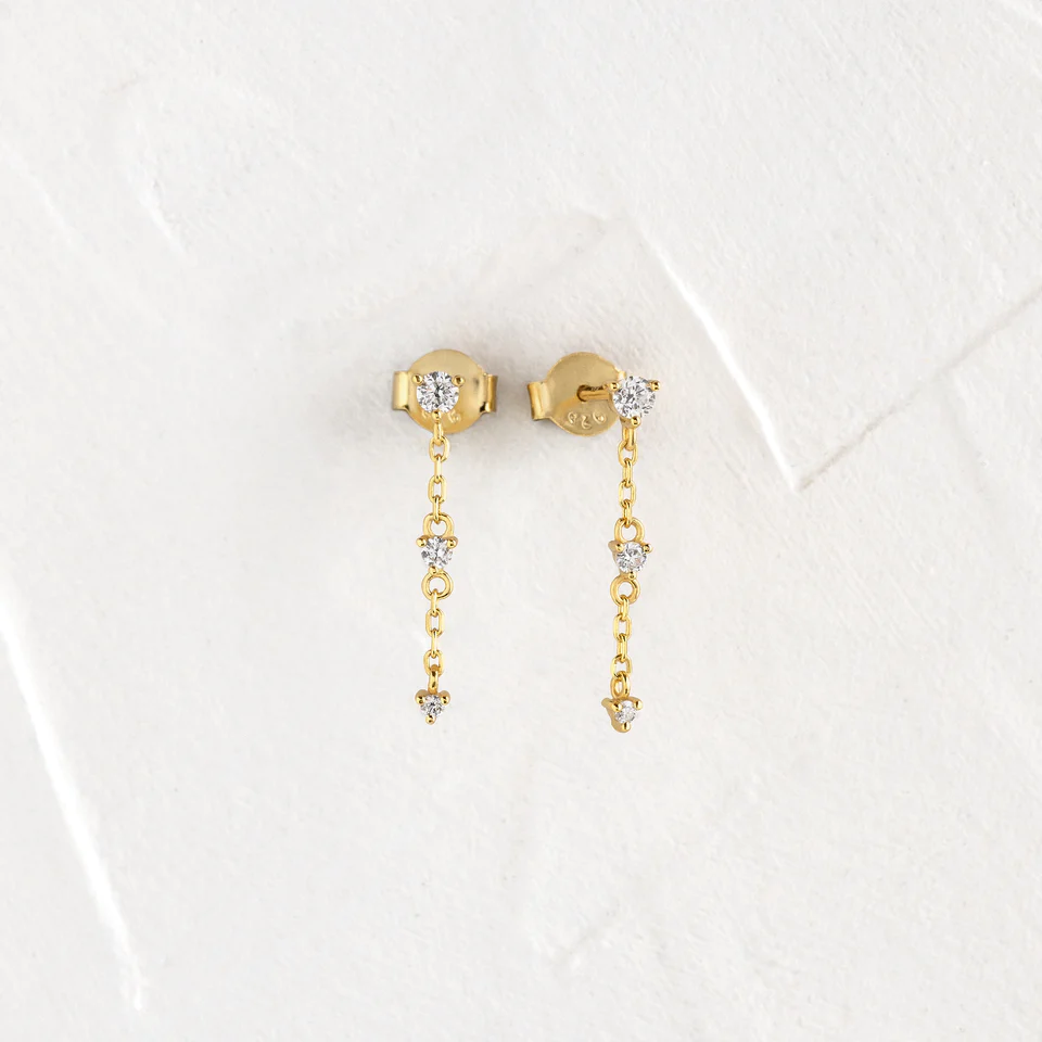 925 Sterling Silver Diamond Plotline Earrings