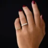 Gold-plated sterling silver ring with premium CZ diamond stones