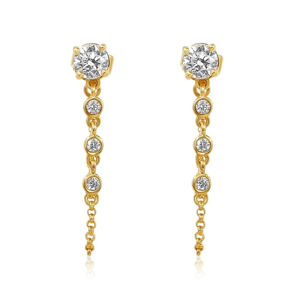 925 Sterling Silver Diamond Prong Bezel Loop Earring