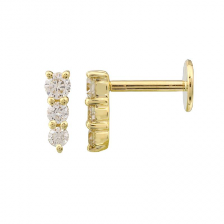 925 Sterling Silver Diamond Prong Drop Flat Back Earring
